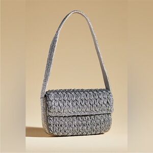 Anthropologie Silver Textured Shoulder Bag
